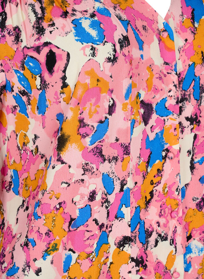 Lang mønstrete skjorte i viskose, Rosebloom GraphicAOP, Packshot image number 2