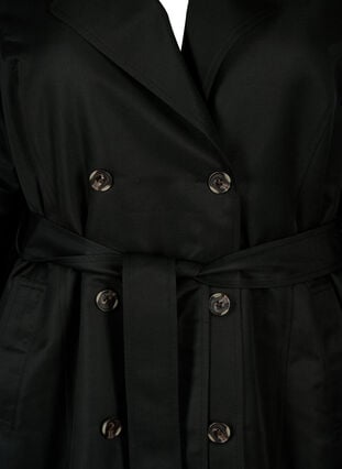 Zizzi Kort trenchcoat med belte, Black, Packshot image number 2