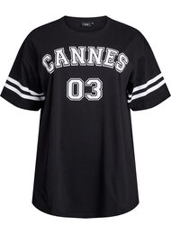 Sporty oversized college T-skjorte, Black W. Cannes