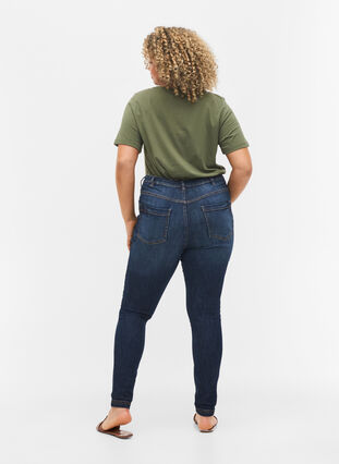 Super slim Amy jeans med høyt liv, Dark blue, Model image number 0