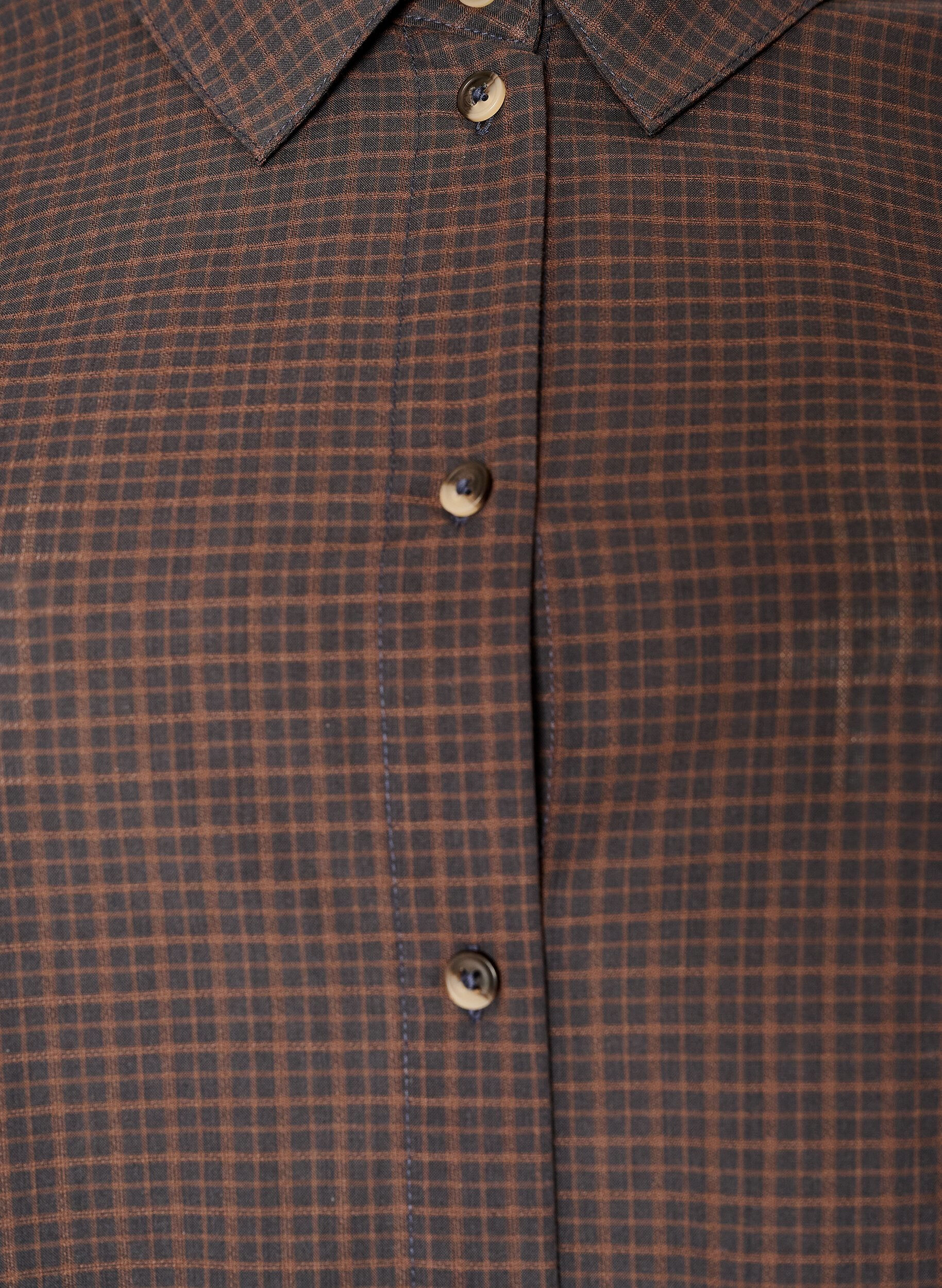 ZizziBomullsskjorte med rutem&oslash;nster, Brun, Packshot image number 2