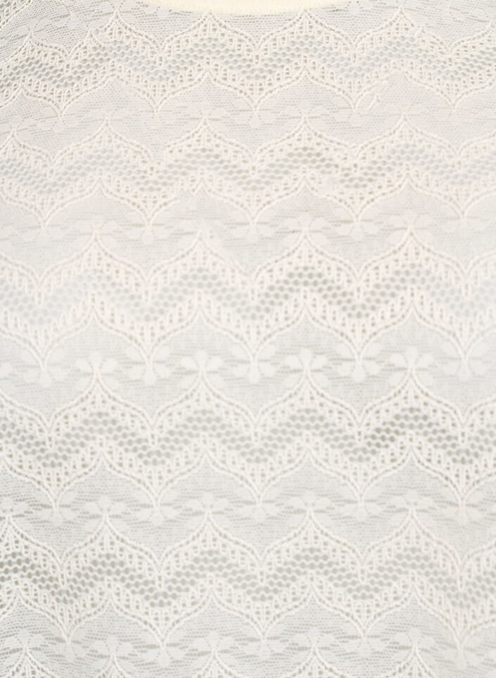 Blondebluse med korte ermer og bølget faldkant, Vanilje, Packshot image number 2