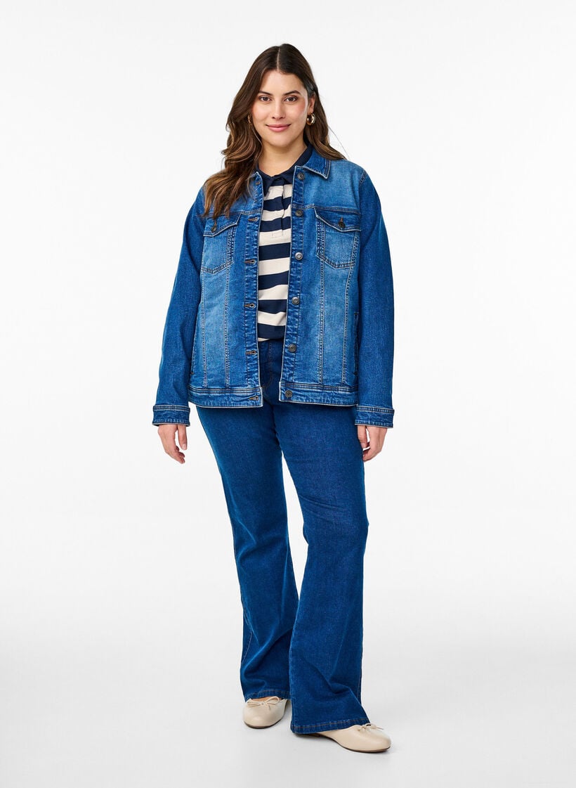 Denimjakke med en klassisk passform, Blå, Model image number 1