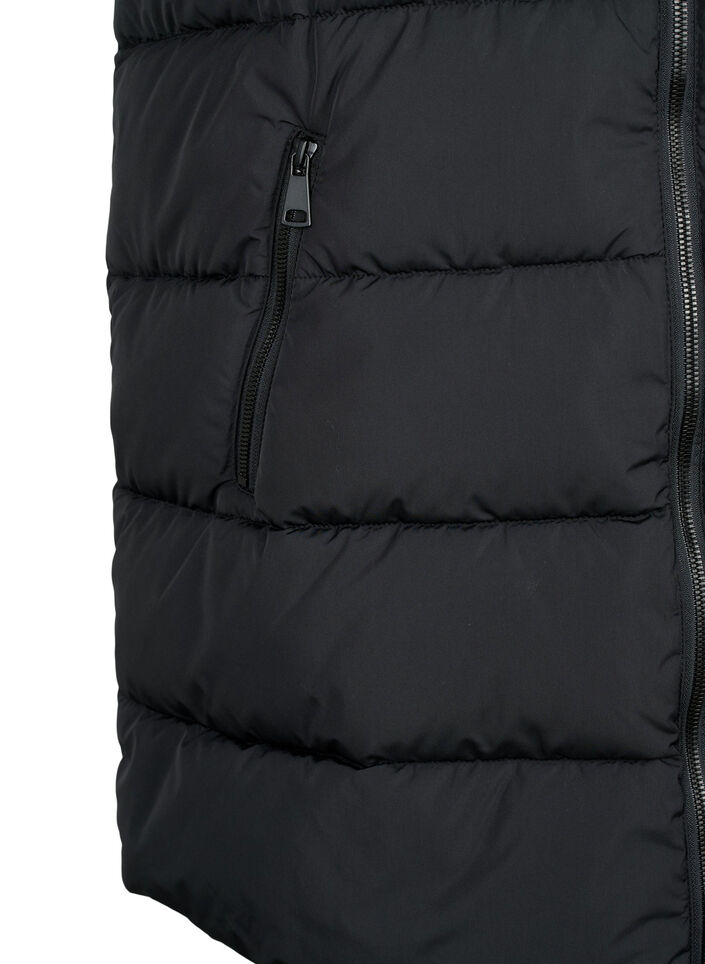 Lang vest med hette og lommer, Svart, Packshot image number 3