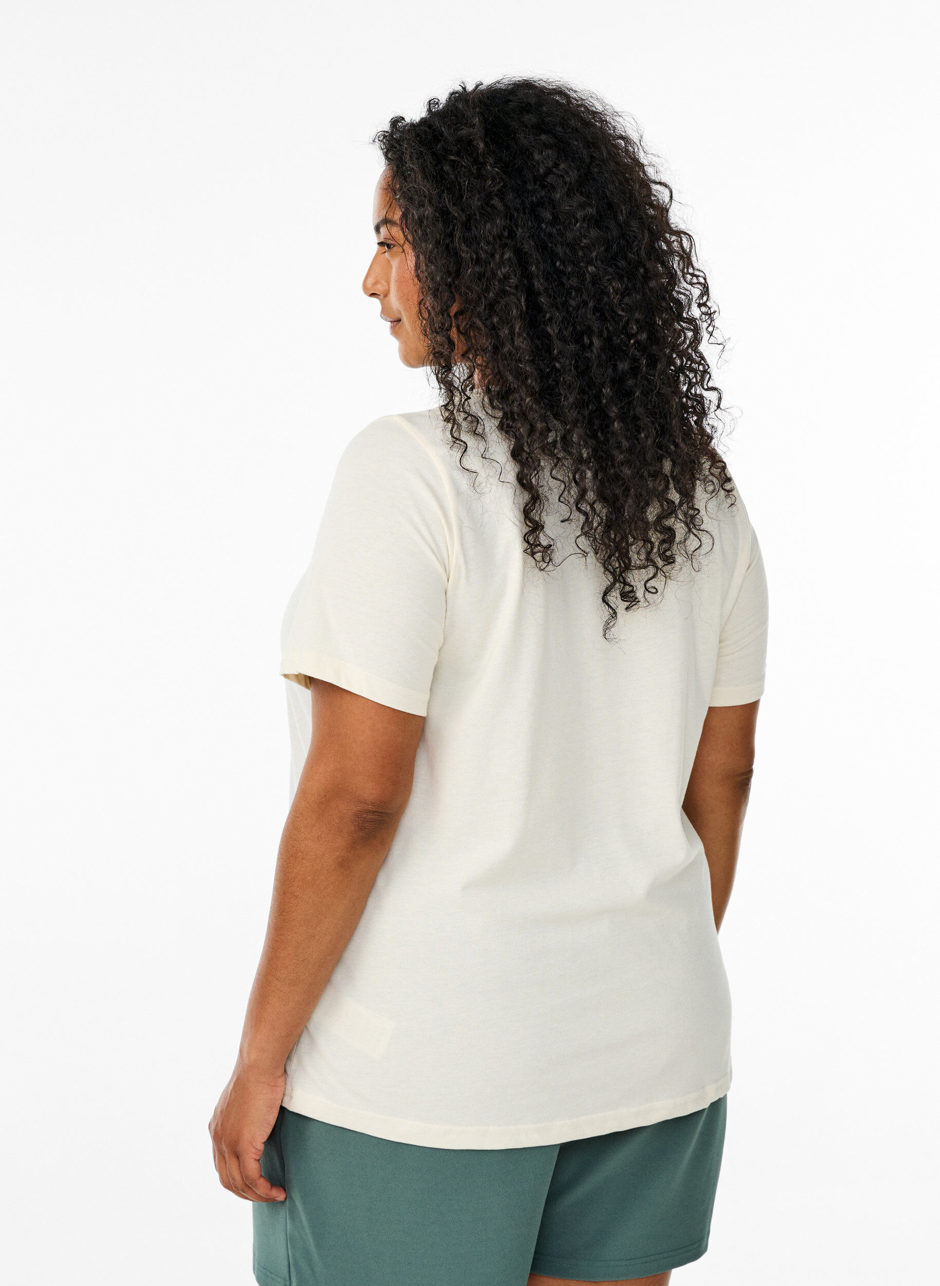 Zizzi FLASH - T-skjorte med motiv, Vanilje, Model image number 2