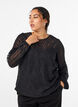 Bluse i chiffon med et teksturert m&oslash;nster, Svart, Model image number 0