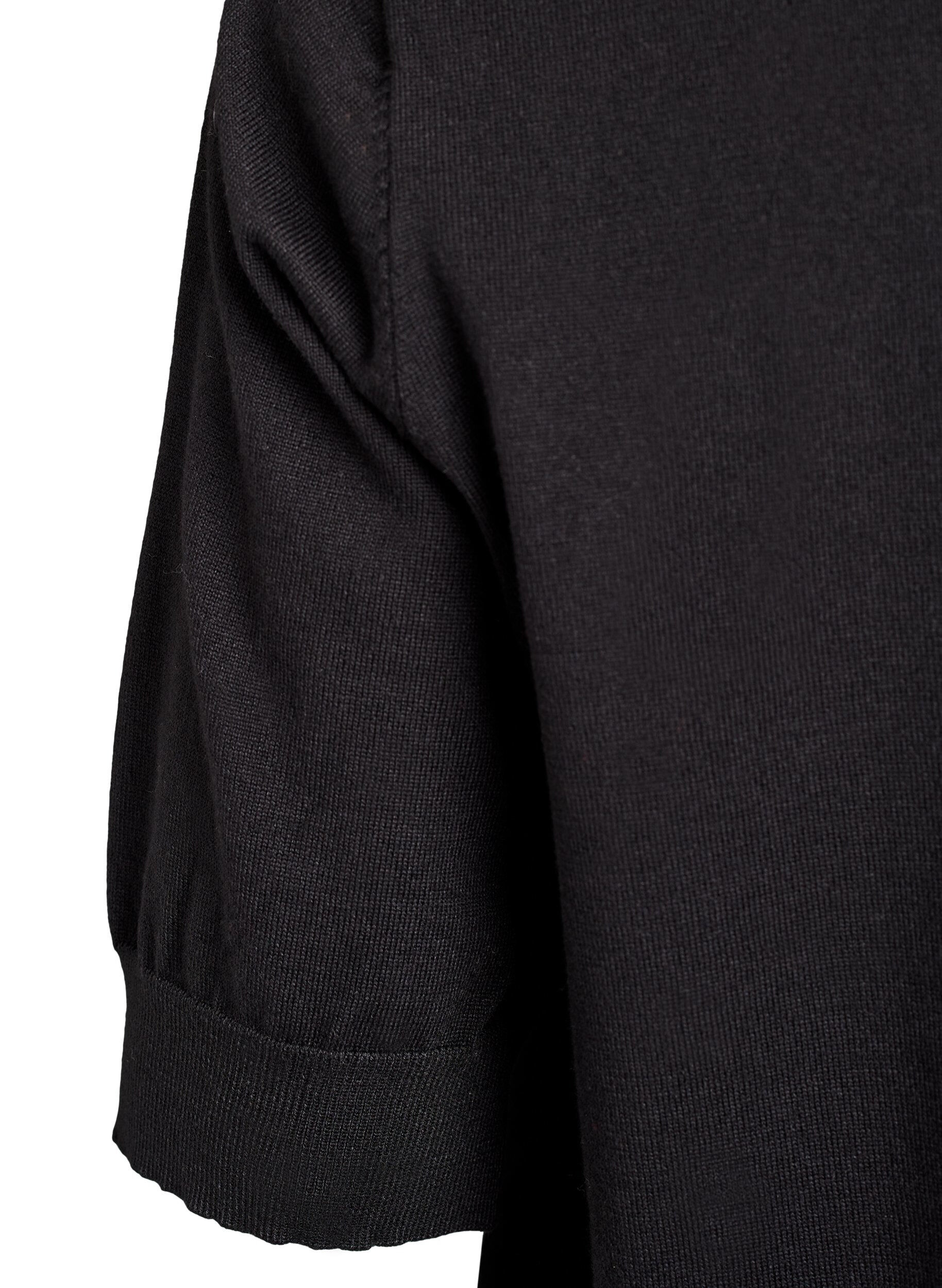 ZizziFinstrikket bluse med korte ermer, Svart, Packshot image number 3