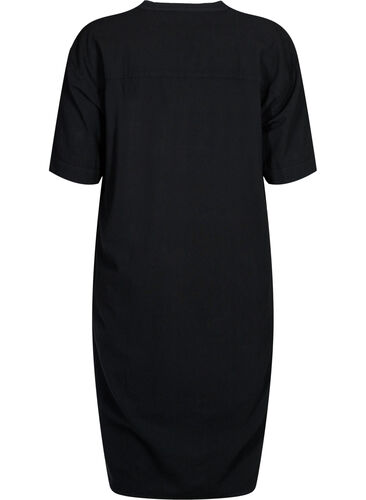 FLASH - Kortermet midikjole i bomull, Black, Packshot image number 1