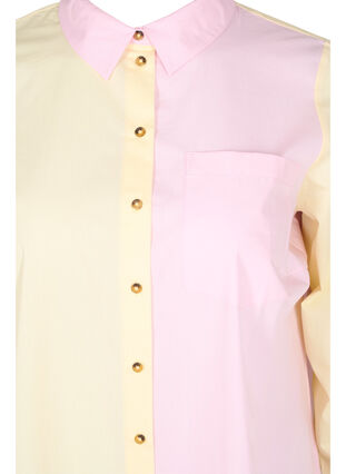 Lang skjorte i bomull med colourblock, Popcorn/Pink, Packshot image number 2