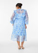 Chiffonkjole med blomsterprint, volanger og lange ermer, Bl&aring;, Model image number 1