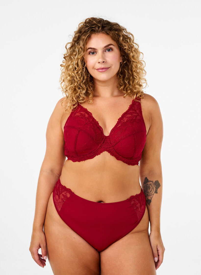 Mikrofiberstring med blonde, R&oslash;d, Model image number 0