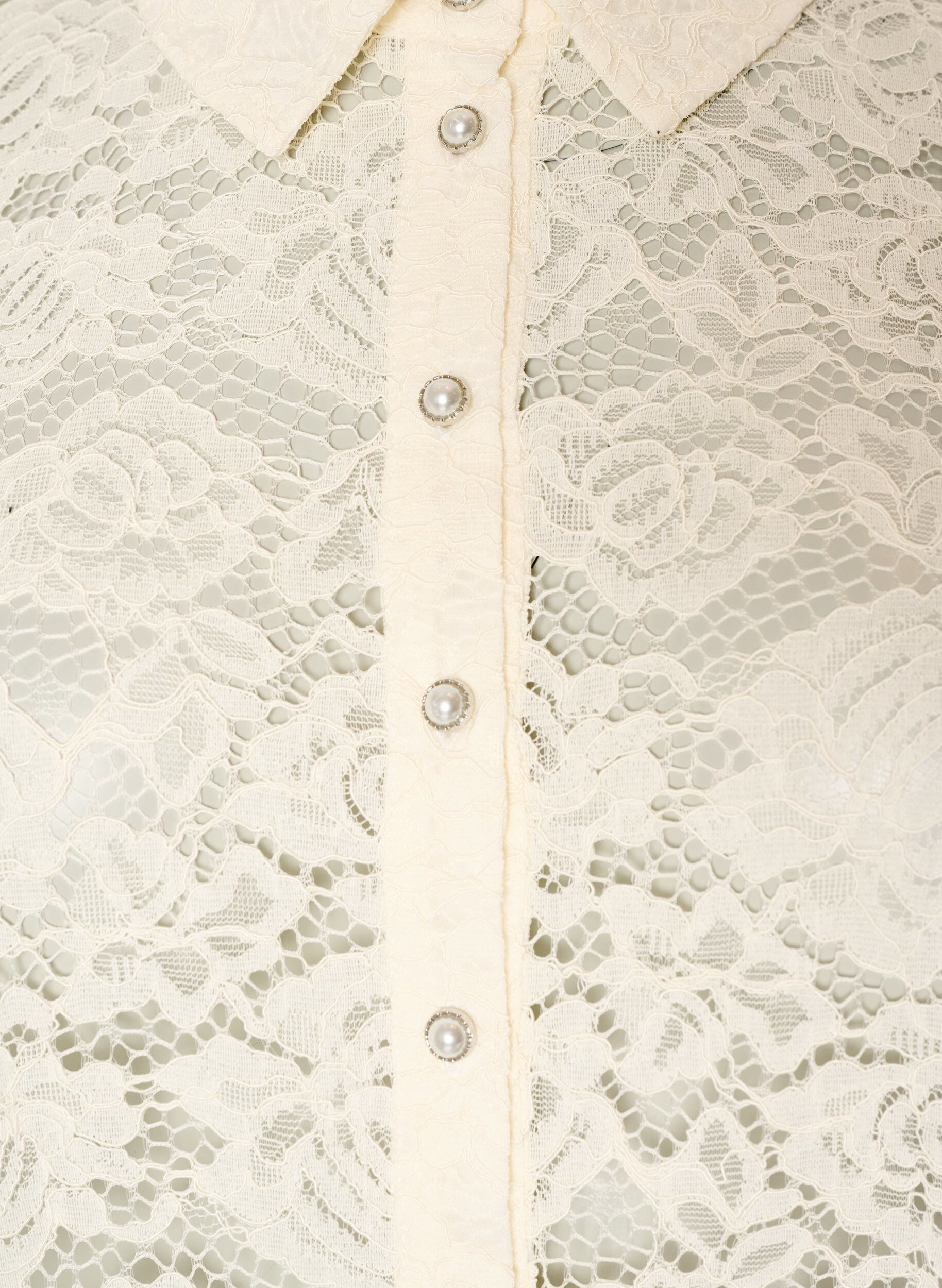 ZizziSkjorte i blonder med perleknapper, Vanilje, Packshot image number 2