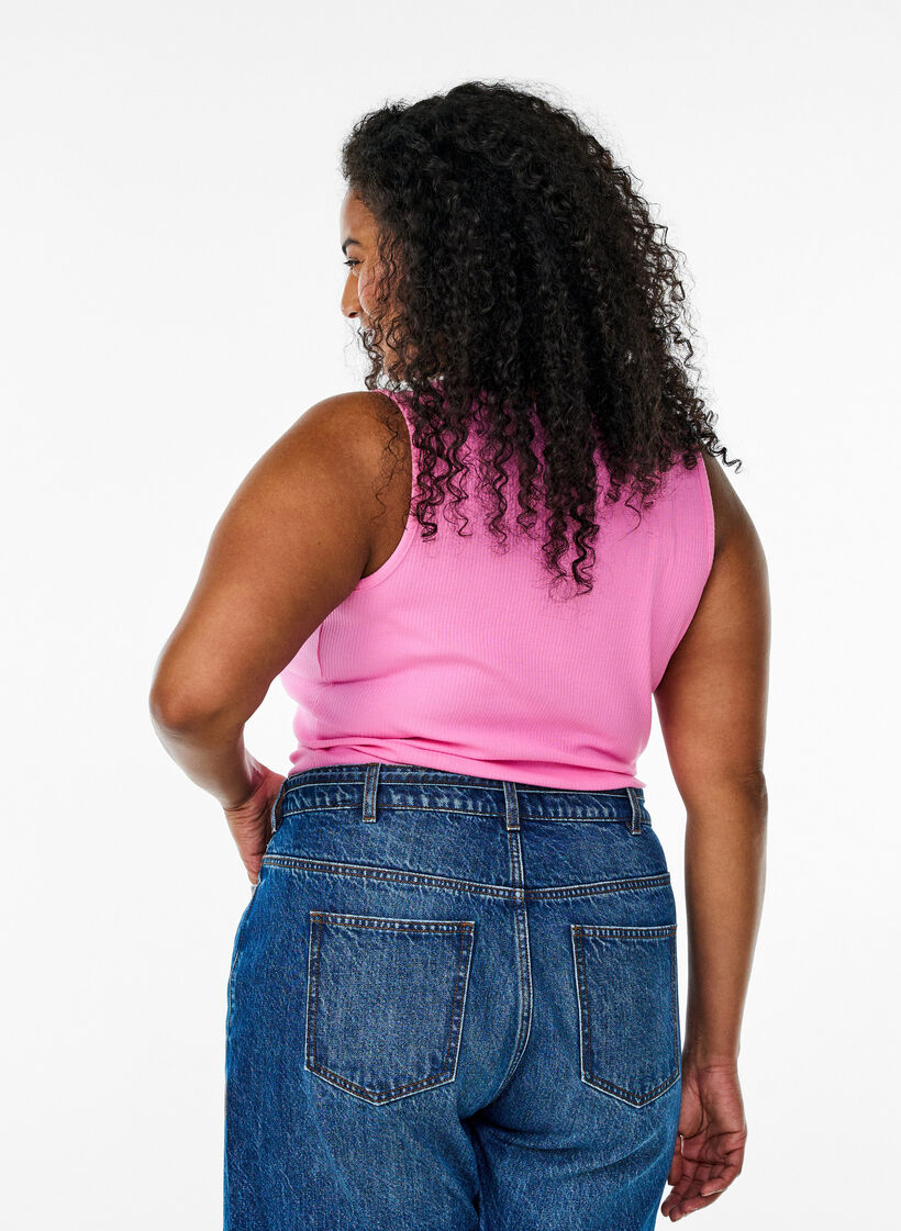 Singlet med strass og smal passform, Rosa, Model image number 2