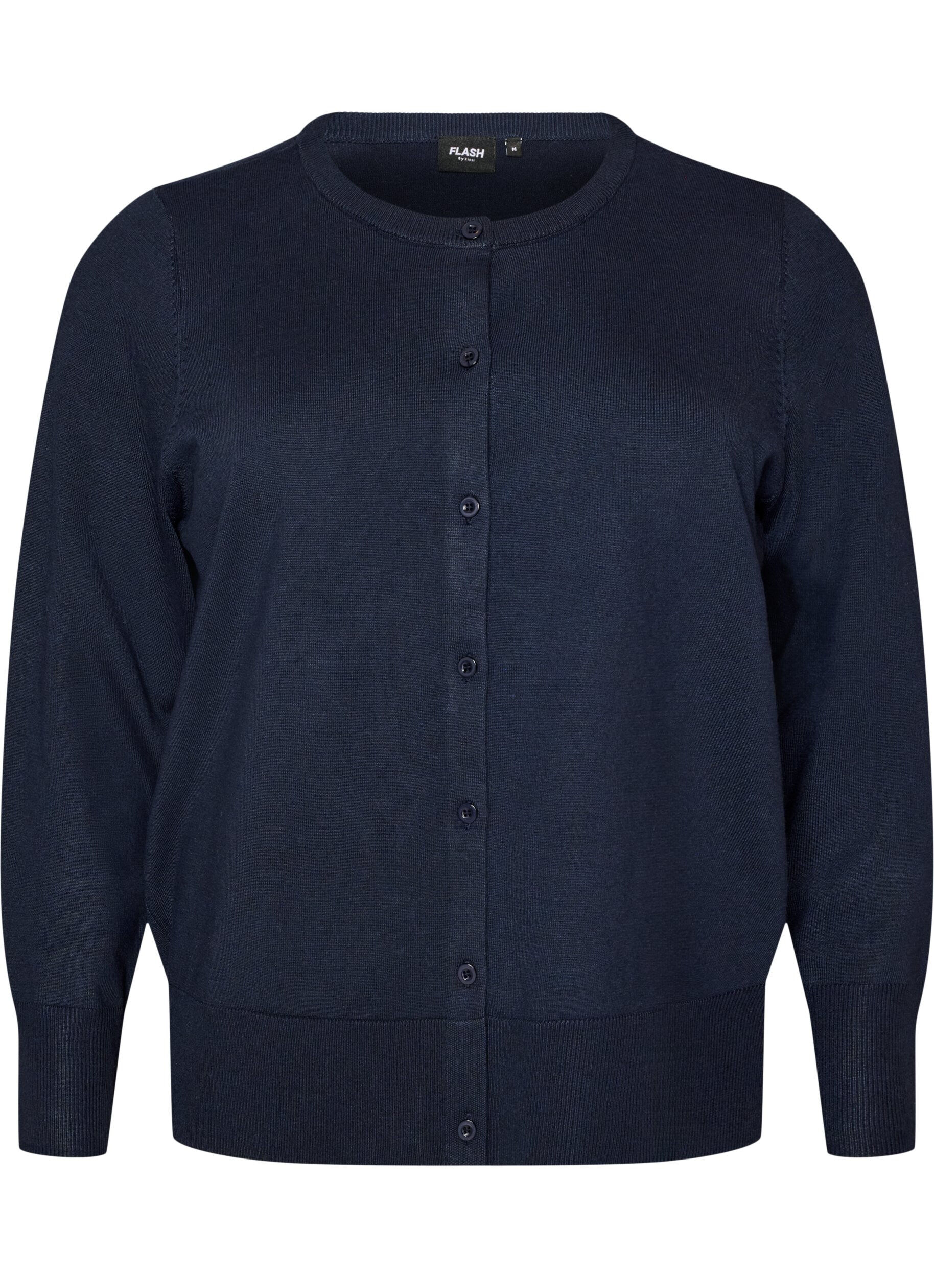 FLASH - Finstrikket cardigan med rund hals