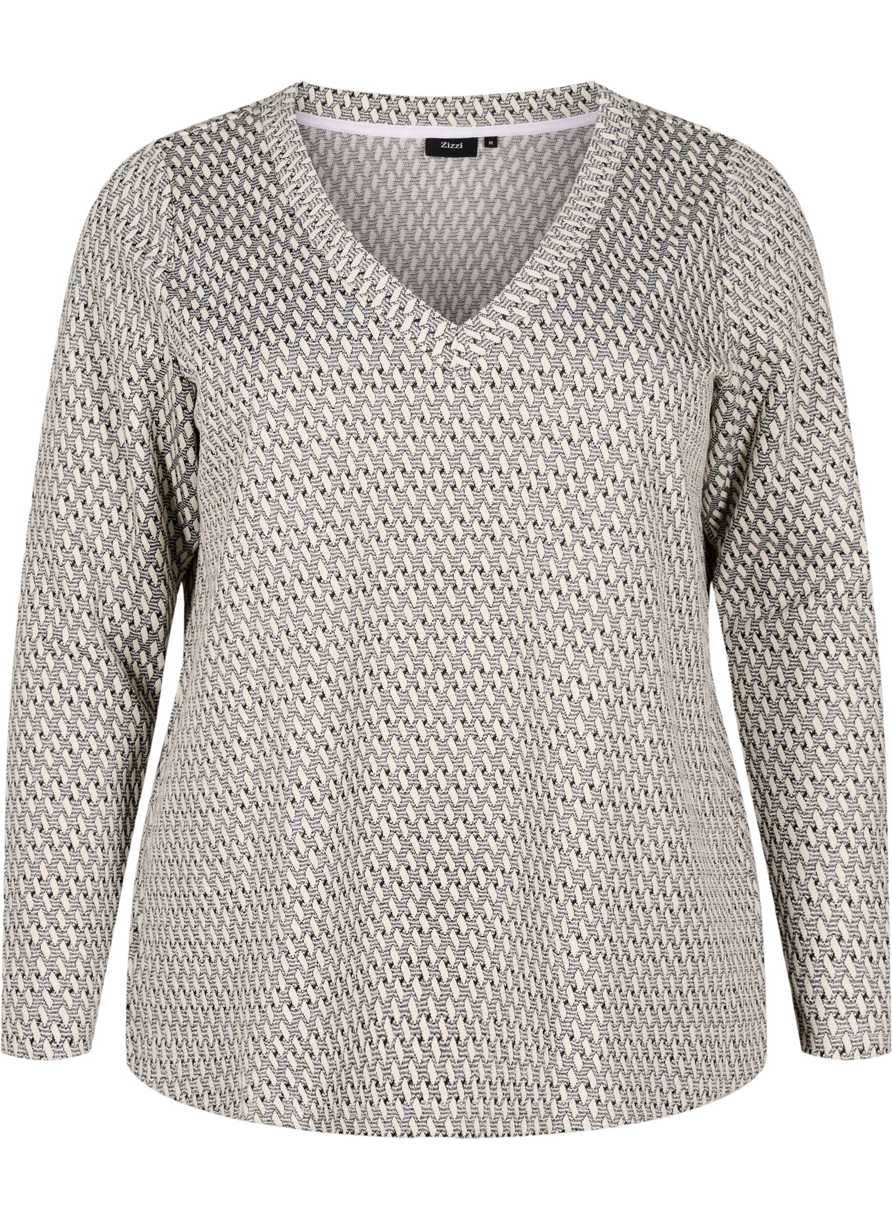 Bluse med m&oslash;nstret tekstur og glittertr&aring;d