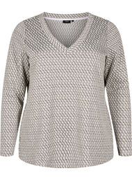 Bluse med mønstret tekstur og glittertråd, Grey white Silver