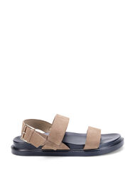 Wide fit sandal i semsket skinn, Brown