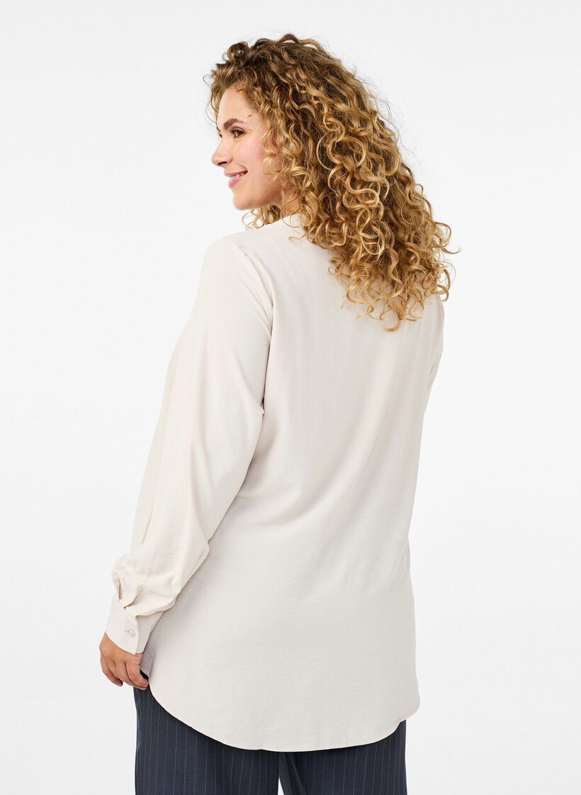 FLASH - Skjortebluse med lange ermer, Beige, Model image number 2