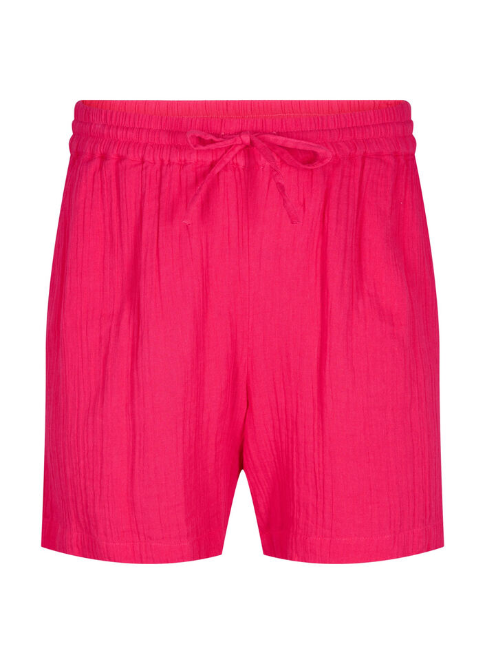 Shorts i bomullsmusselin med lommer, Bright Rose, Packshot image number 0