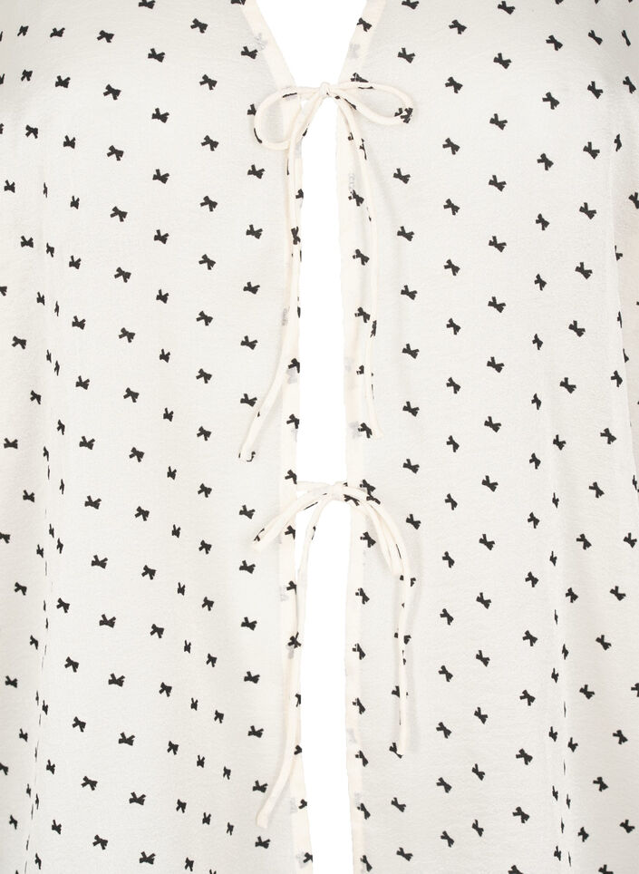 Bluse med knytedetaljer og sløyfer, Ecru w Bow, Packshot image number 2
