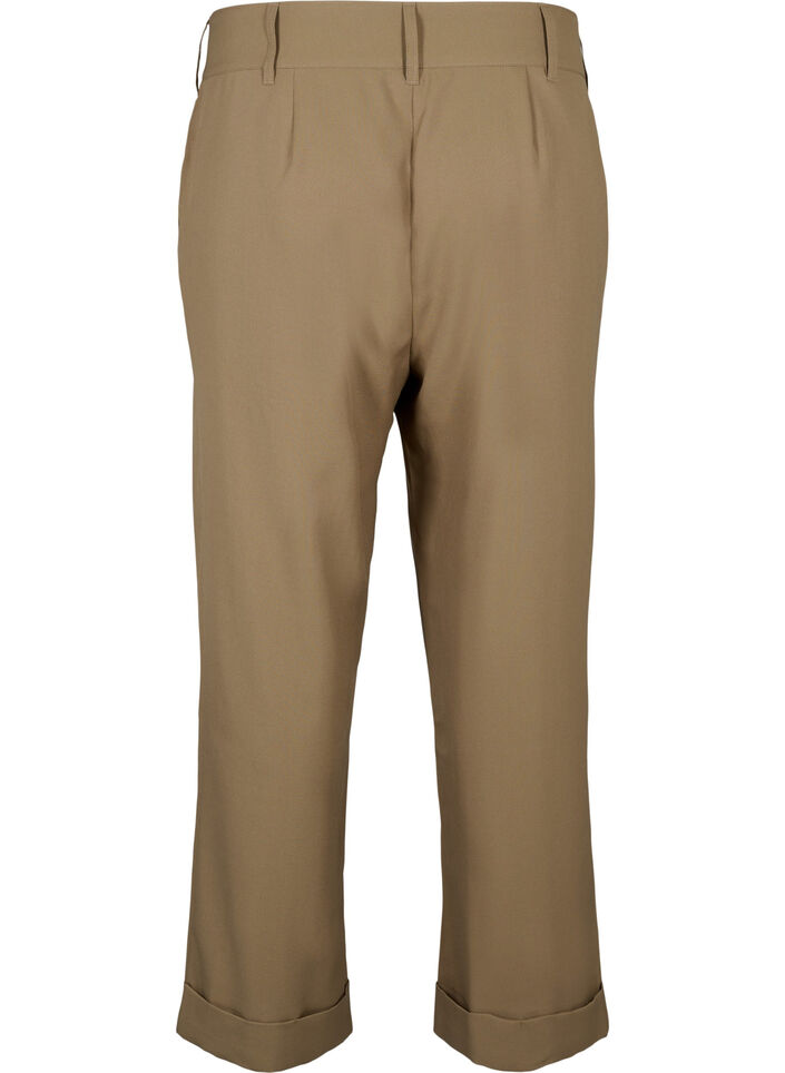 Bukser med høy midje og oppbrett, Petrified Oak, Packshot image number 1