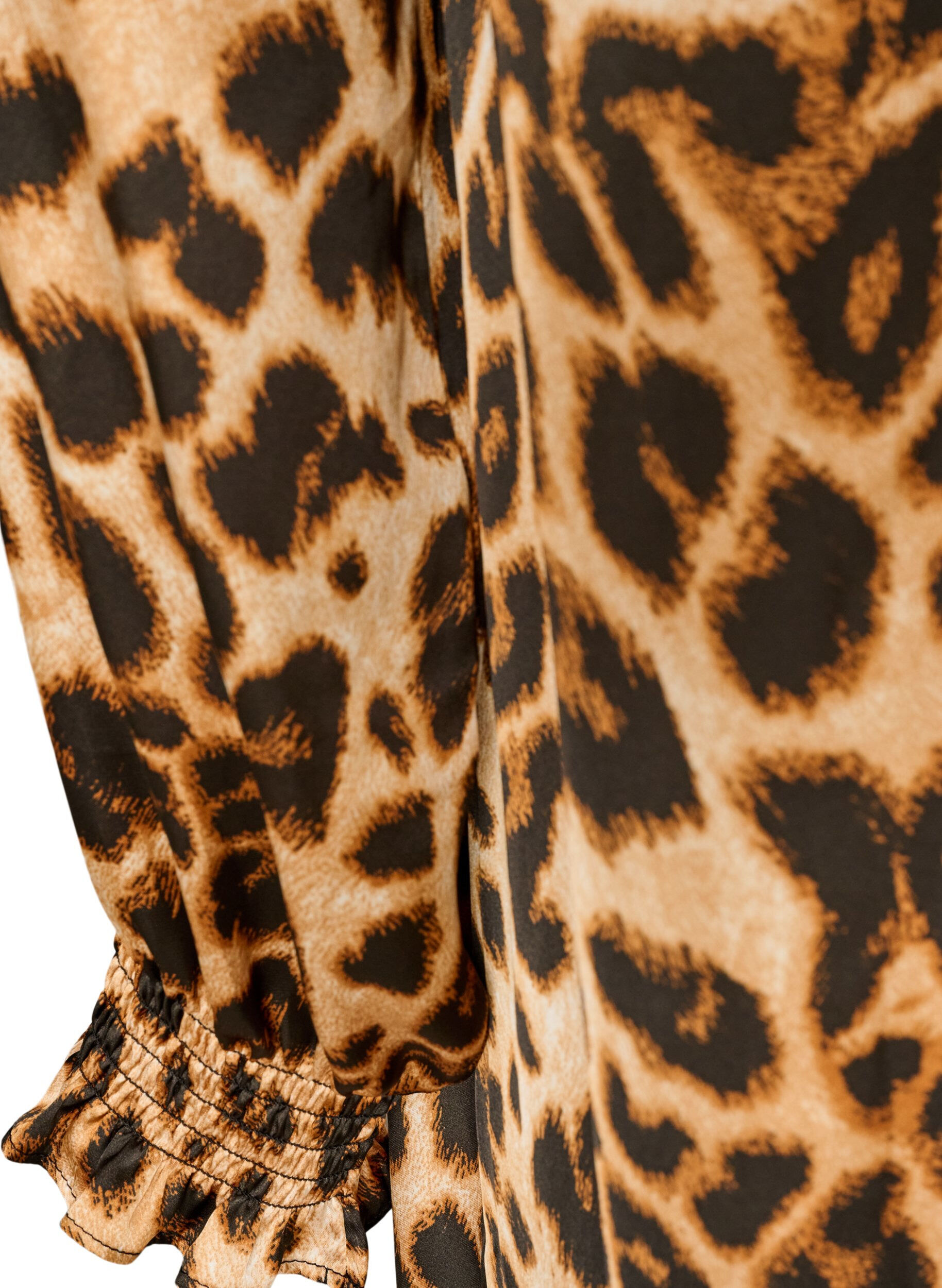 ZizziKjole med leopardtrykk og volangdetaljer, Brun, Packshot image number 4