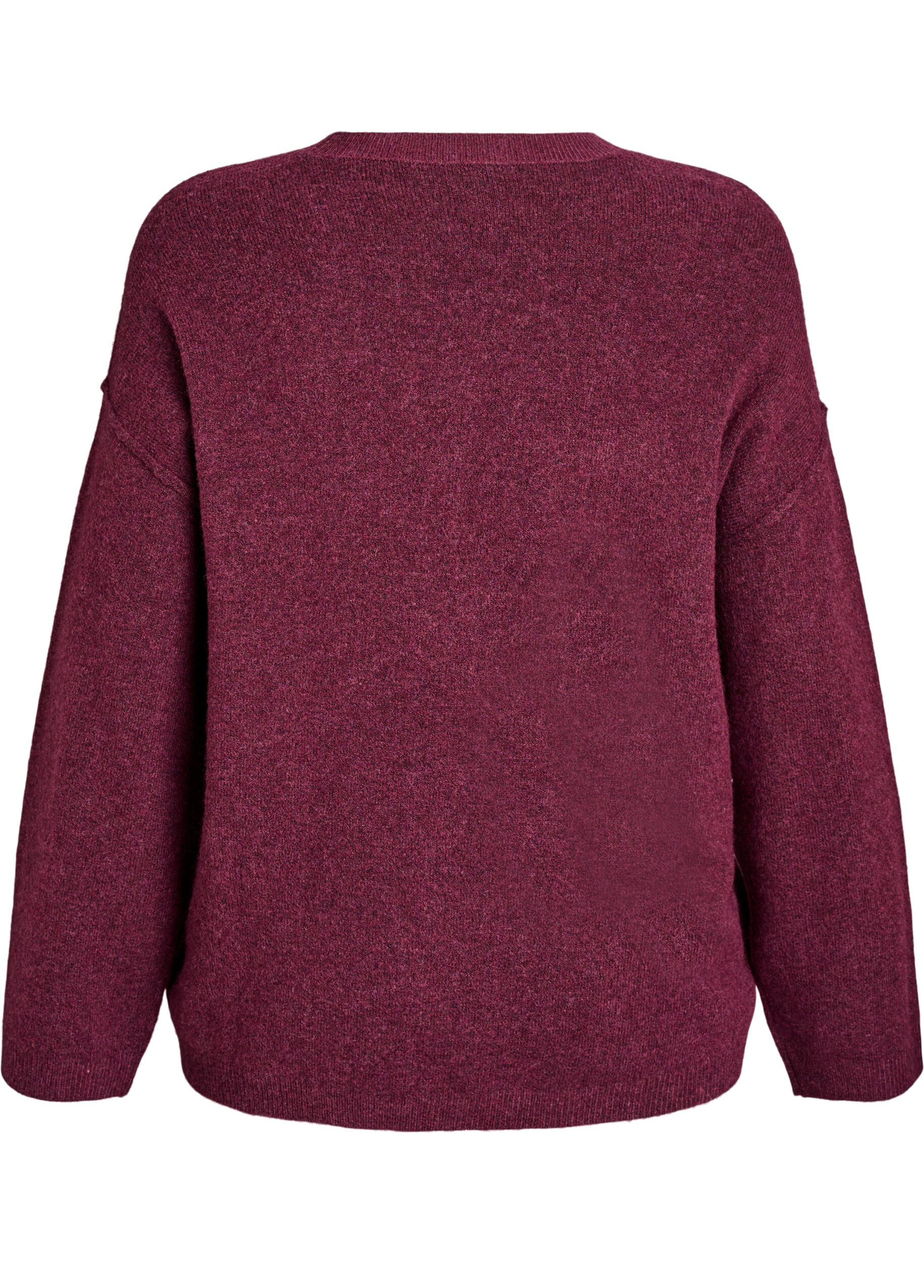 ZizziL&oslash;s strikkegenser med markante s&oslash;mmer, M&oslash;rk Bordeaux, Packshot image number 1