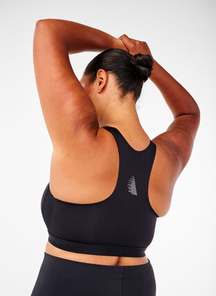 Zizzi Sportsbh med lukking foran og høy støtte, Black, Model image number 1