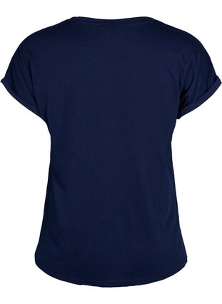 Kortermet T-skjorte i bomullsblanding, Navy Blazer, Packshot image number 1