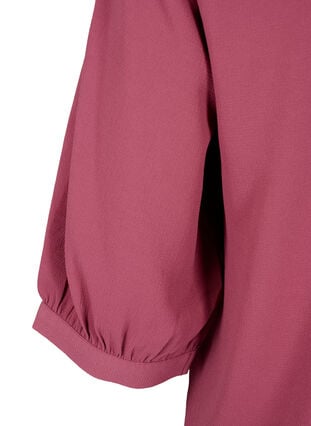 Skjortebluse med 3/4-ermer og volangkrage, Dry Rose, Packshot image number 3