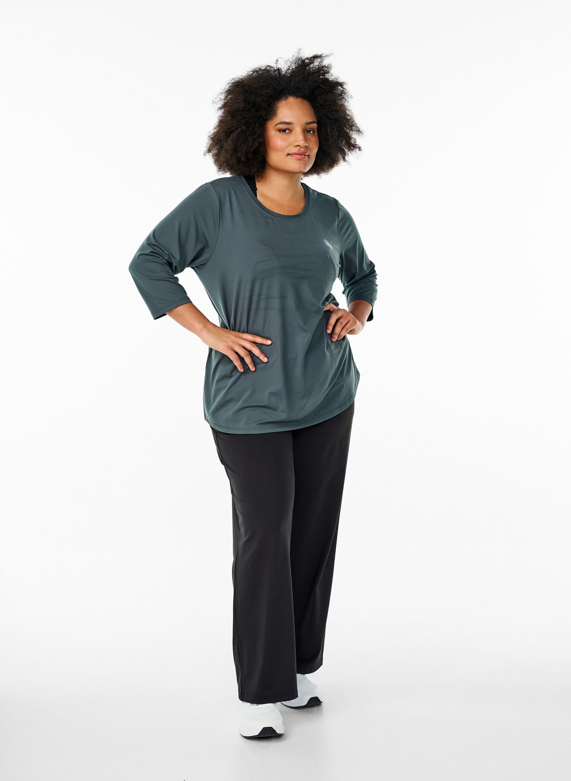 ZizziTreningsbluse med 3/4-ermer, Gr&aring;, Model image number 1