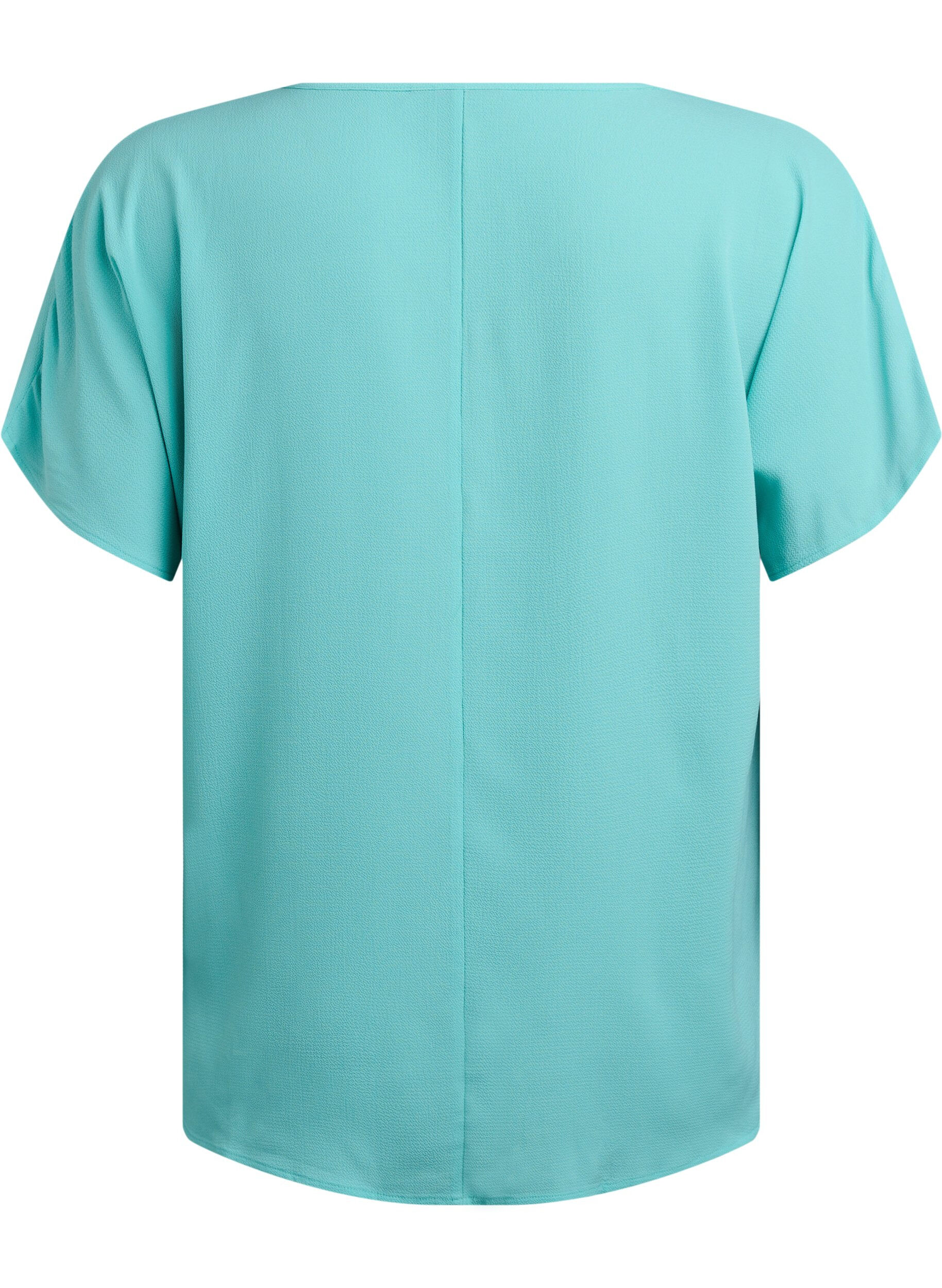 ZizziBluse med korte ermer og rund hals, Bl&aring;, Packshot image number 1