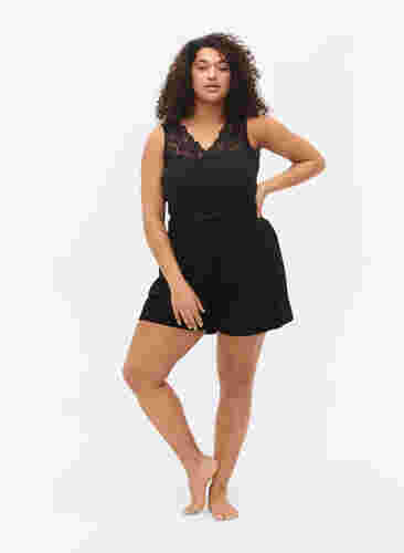 Løse shorts i en bomullsmiks, Black, Model image number 3