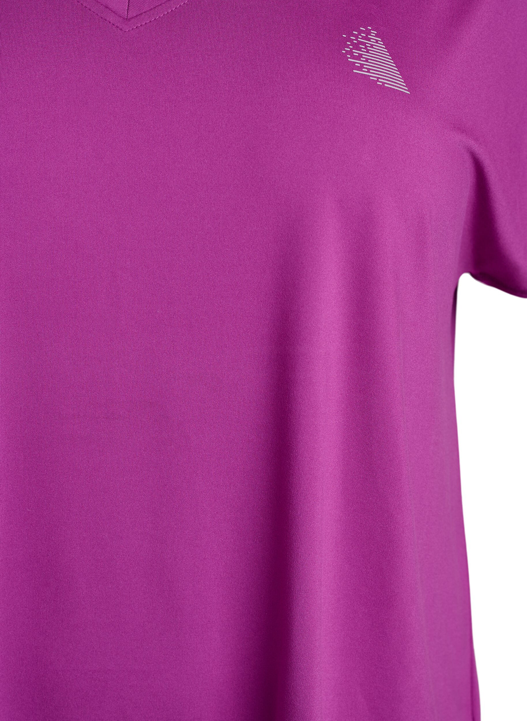 ZizziKortermet trenings-t-skjorte med v-hals, Lilla, Packshot image number 2