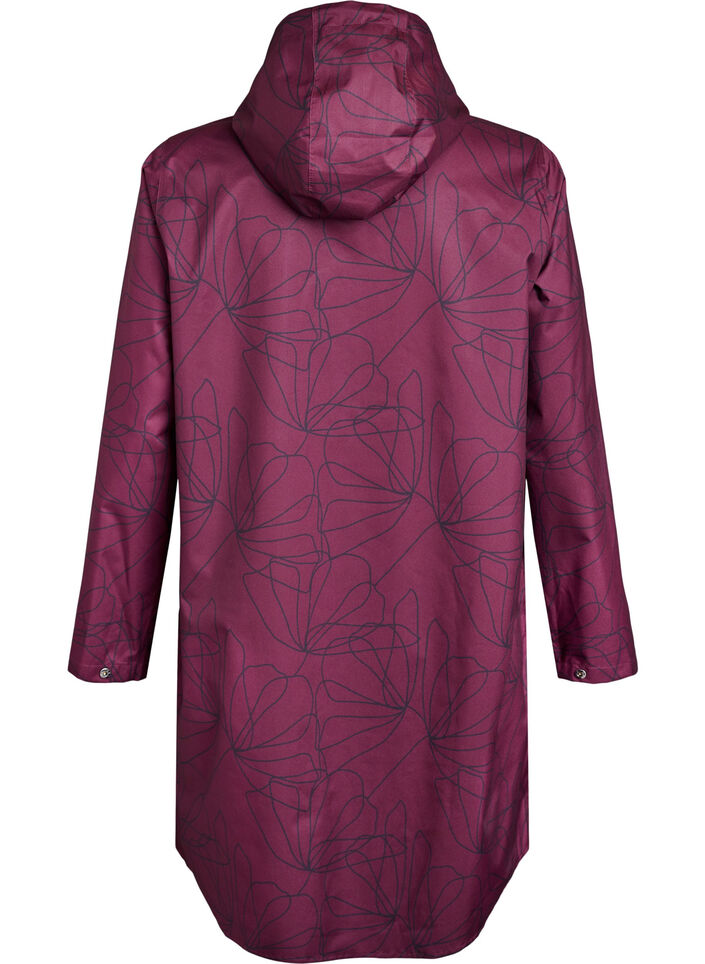 Mønstret regnjakke, Mørk Bordeaux, Packshot image number 1