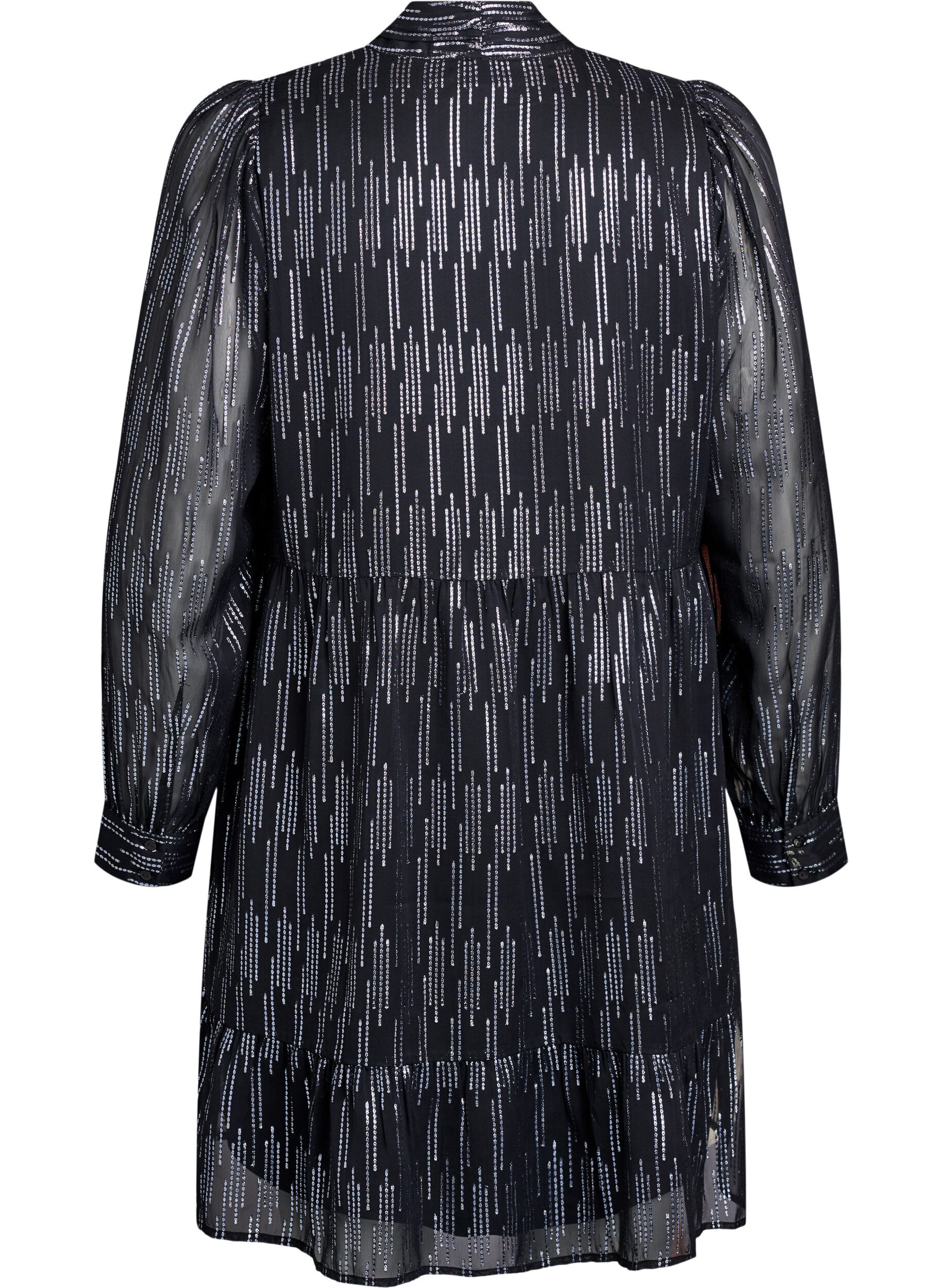 Zizzi Kort festkjole med glitterm&oslash;nster, Svart, Packshot image number 1