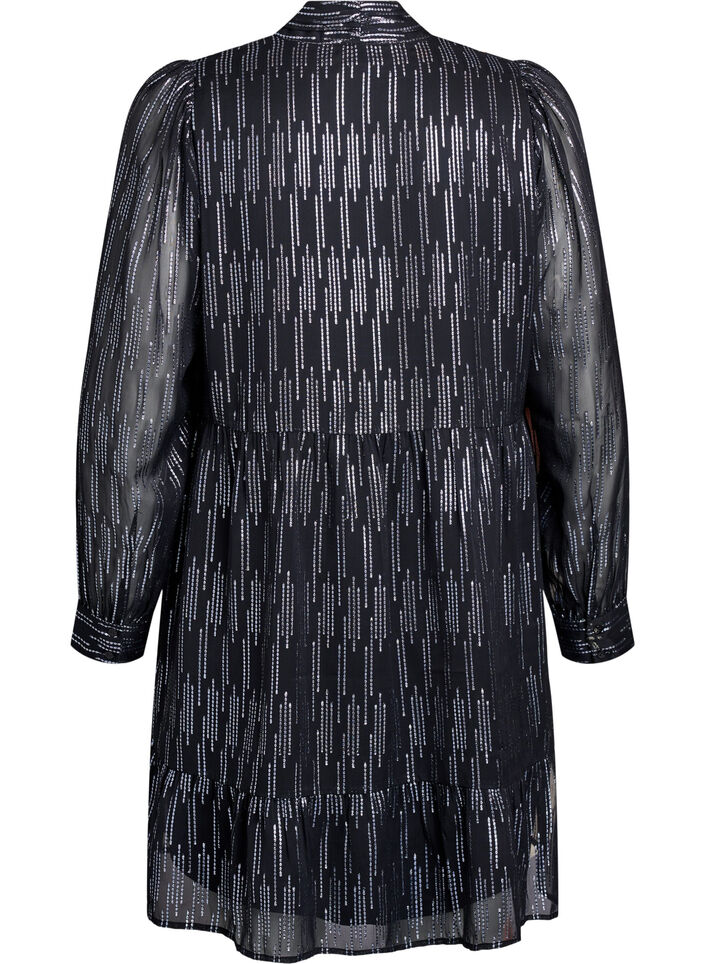 Kort festkjole med glittermønster, Svart, Packshot image number 1