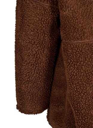 Zizzi Sporty teddyfleecejakke med glidelås, Hot Fudge, Packshot image number 3
