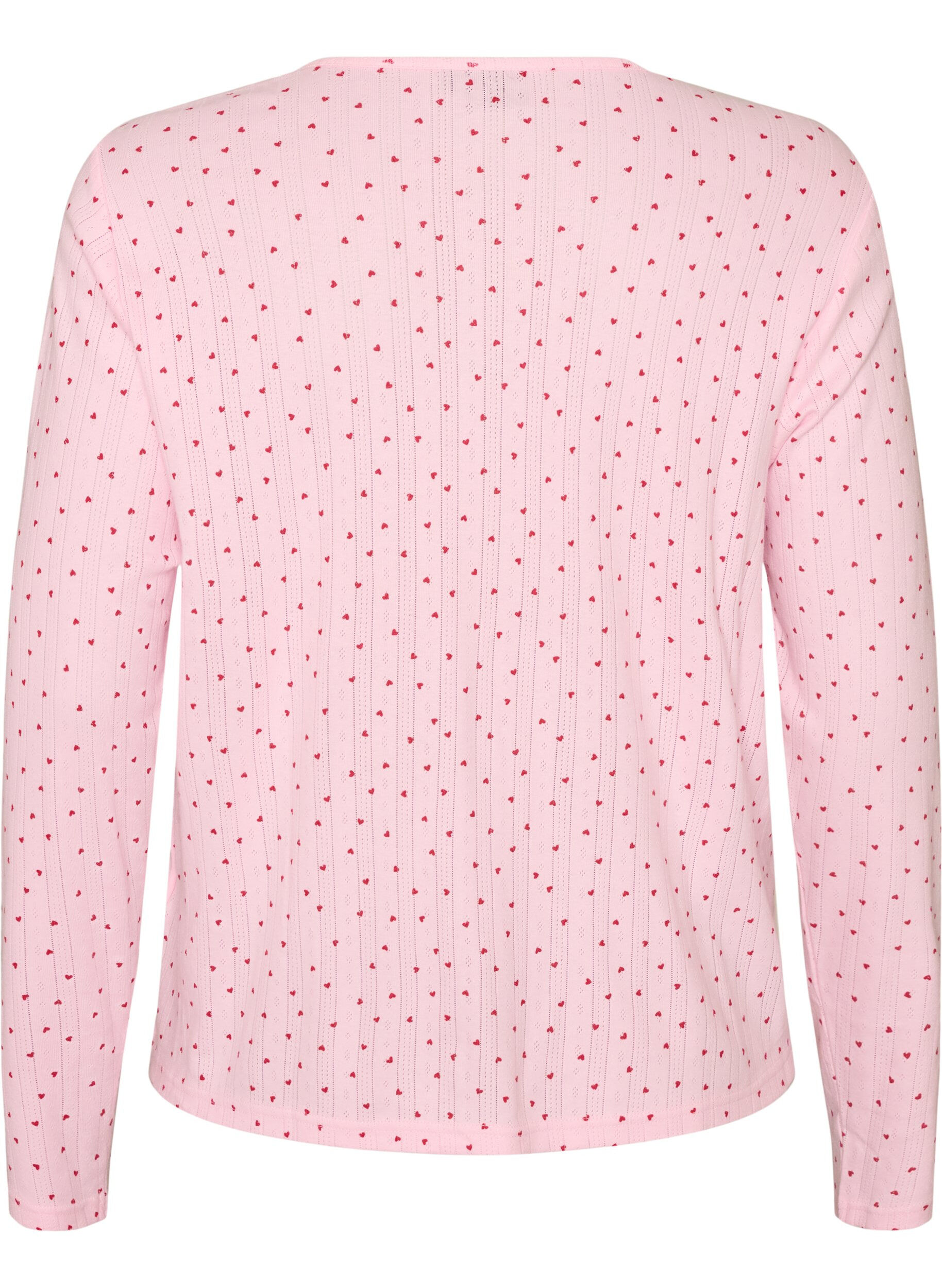 ZizziCardigan i &oslash;kologisk bomull med hullbroderi, Rosa, Packshot image number 1