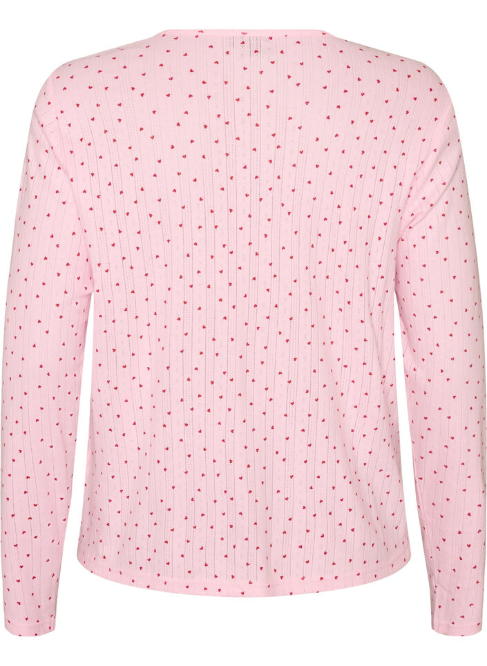 Cardigan i &oslash;kologisk bomull med hullbroderi, Rosa, Packshot image number 1