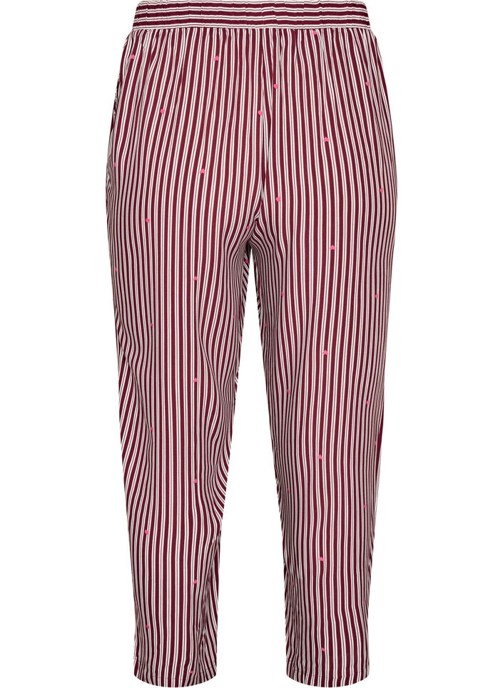 Loose fit nattbukser med striper og hjerter, M&oslash;rk Bordeaux, Packshot image number 1