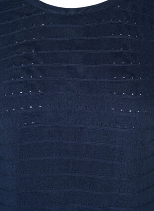 Strikkegenser med et strukturert mønster og rund hals, Navy Blazer, Packshot image number 2