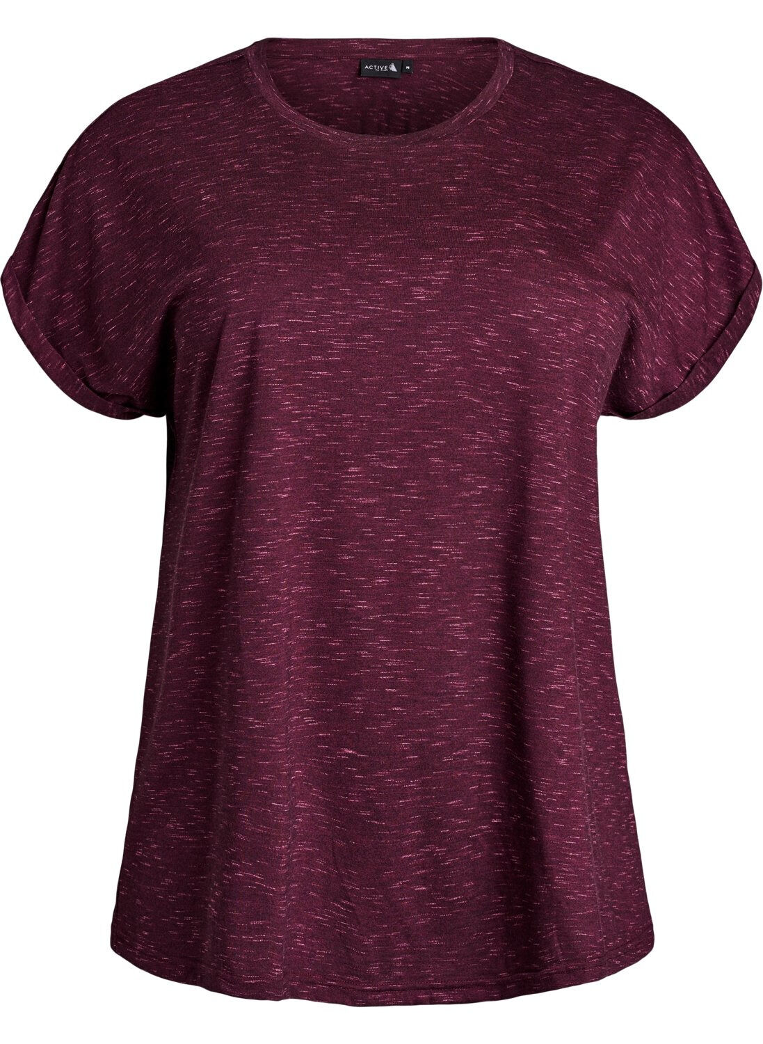 ZizziL&oslash;s trenings-T-skjorte med korte ermer, M&oslash;rk Bordeaux, Packshot image number 0