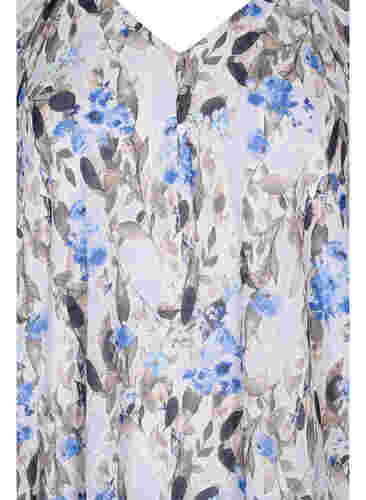 Mønstrete bluse med korte ermer, Blue Flower AOP, Packshot image number 2