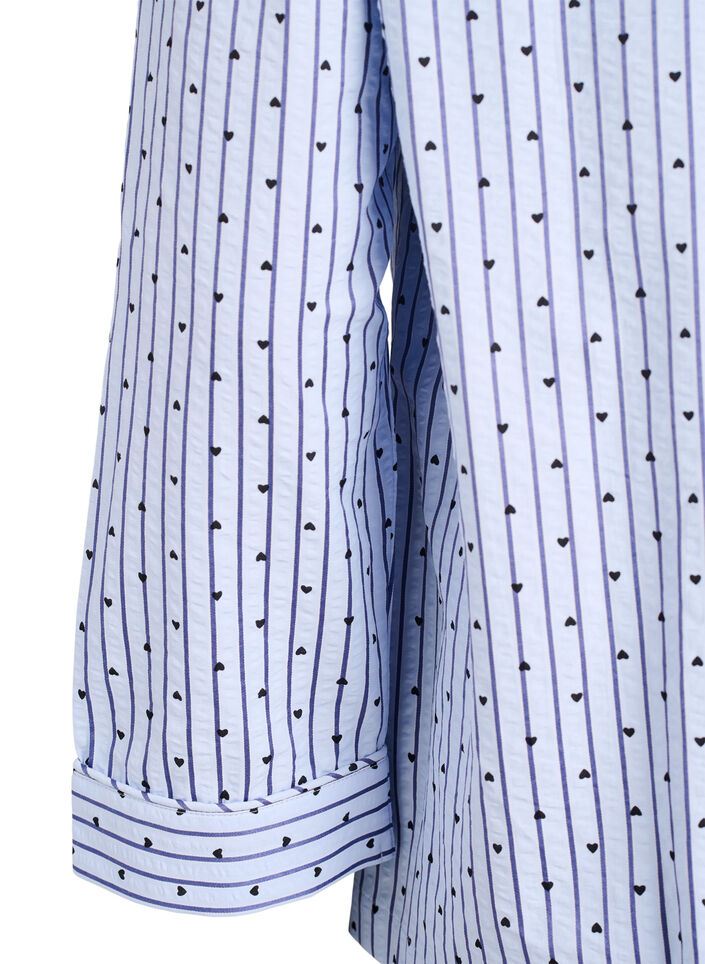 Seersucker-pysjamaskjorte med lange ermer, Blå, Packshot image number 3