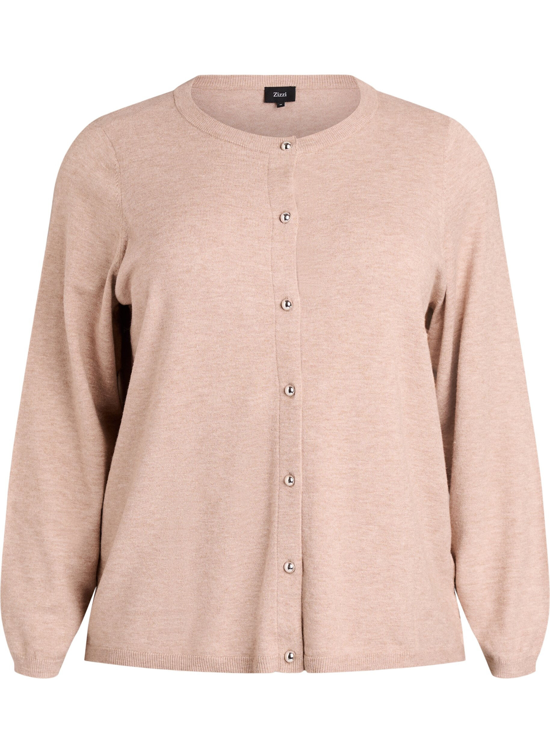 ZizziCardigan med runde knapper, Beige, Packshot image number 0