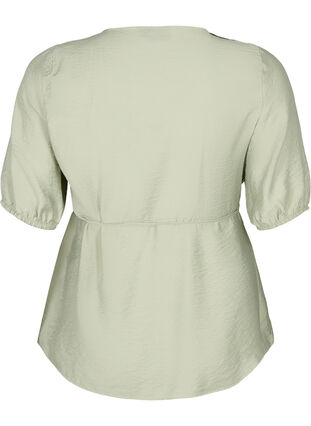 Zizzi wrap Bluse i viskose med 1/2 ermer, Seagrass , Packshot image number 1