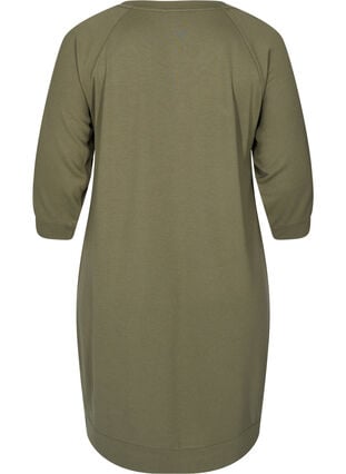 Kjole med 3/4-ermer og striper, Dusty Olive, Packshot image number 1