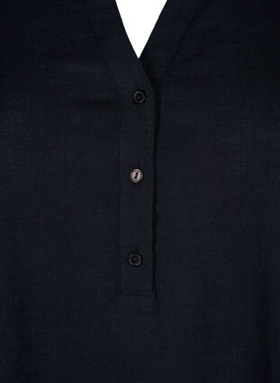 Zizzi Bomullsbluse med V-hals, Black, Packshot image number 2