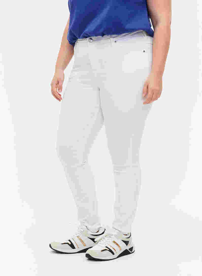Super slim Amy jeans med høyt liv, White, Model image number 2